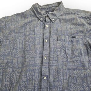 Chubbies Mens XXL,‎ 2XL Aztec Print Short Sleeve Navy Blue Shirt Cotton Linen